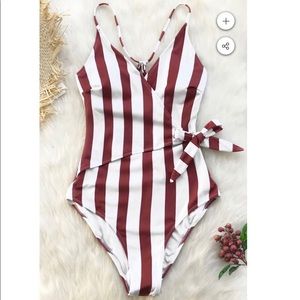 Red & White Striped one piece